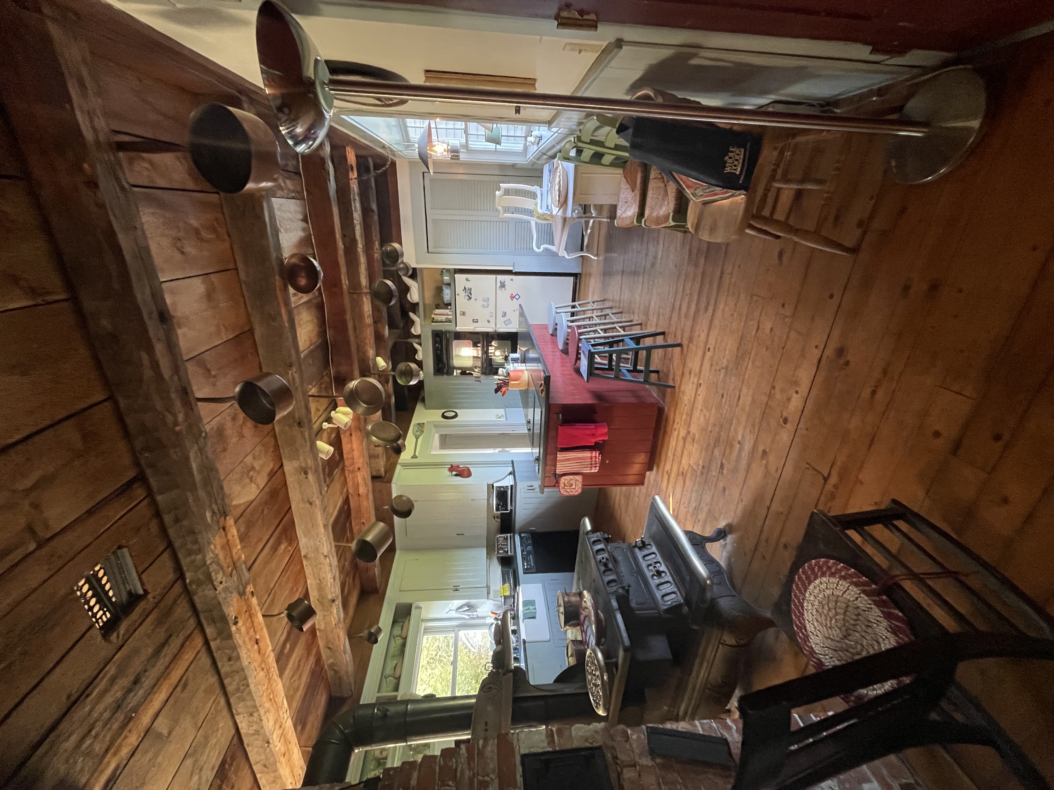 Kitchen full view with antique wood stove